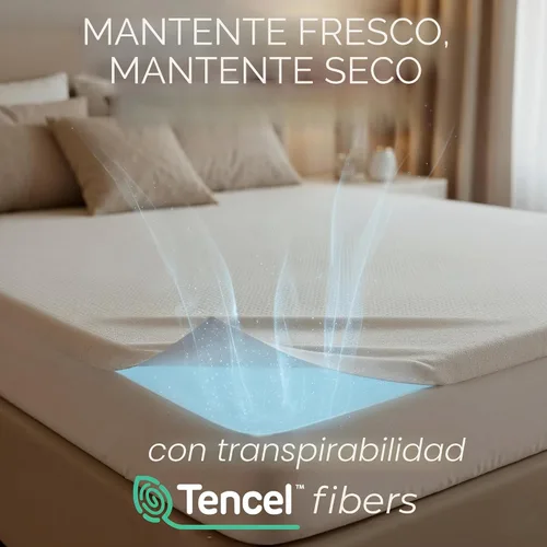 Vista 3 de Protector de colchón tamaño Queen, cubierta de Tencel refrescante