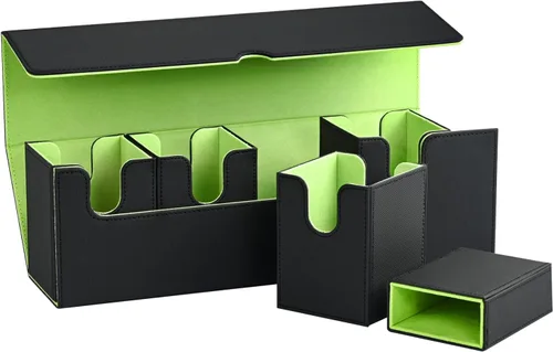 Vista 13 de UAONO Caja de cartas para MTG con pantalla Commander, funda de cartas 5 en 1 con capacidad para más de 800 tarjetas sin mangas, organizador