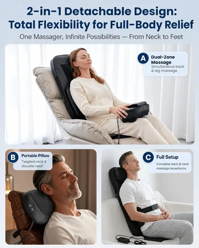 Vista 12 de Shiatsu Masajeador de cuello y espalda con calor de grafeno, almohadilla