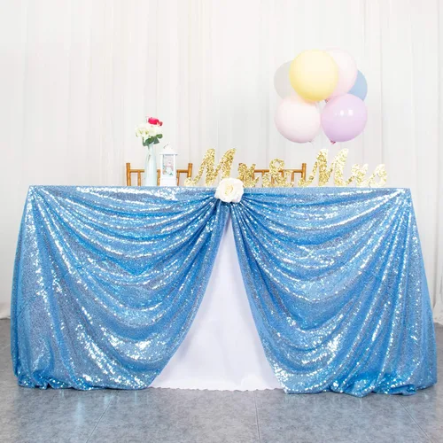 Vista 32 de ShinyBeauty Mantel Cuadrado Pequeño de 36 x 36 Pulgadas Mantel de Lentejuelas Azul Bebé Cubierta de Mesa con Purpurina Superposición Cuadrada