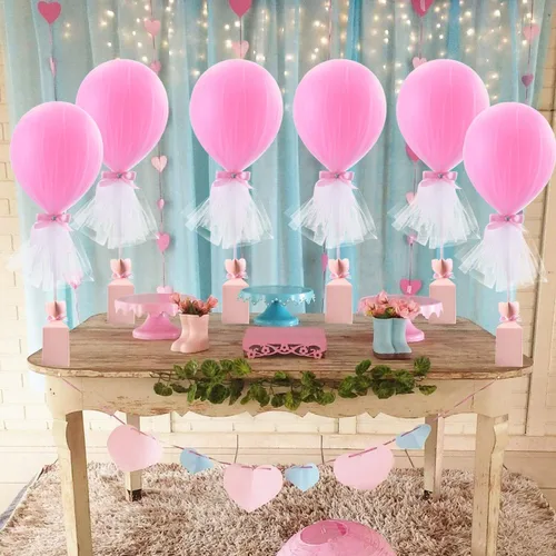 Vista 3 de Globos tutú de tul rosa con caja de dulces para centros de mesa de baby shower, mariposas para niñas, fiesta de cumpleaños, decoración de mesa
