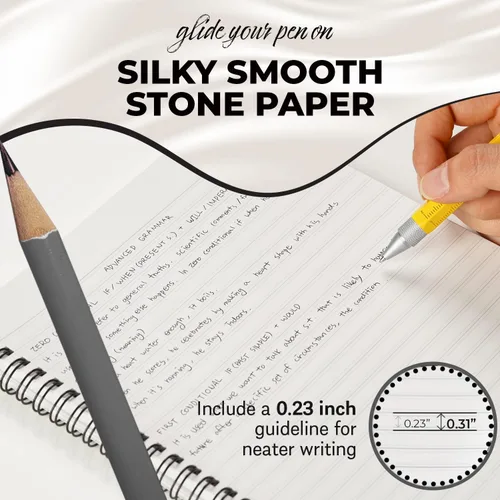 Vista 6 de GAK. Cuaderno de papel de piedra impermeable en espiral (tamaño M) – 5.8 x 8.3 pulgadas, 50 hojas, cuaderno de papel de piedra, cuaderno de notas