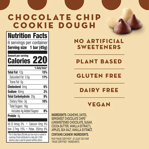 Vista 2 de Larabar Barras de masa de galletas con chispas de chocolate, veganas, sin gluten, 6 barras