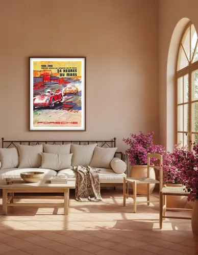 Vista 5 de 24 Hours of Le Mans - 1950-1956 Porsche Victories - Vintage Car Racing Poster c.1957 - Master Art Print (Unframed) 6in x 9in