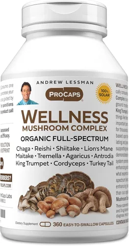 Vista 10 de ANDREW LESSMAN Wellness Mushroom Complex 30 cápsulas – Mezcla orgánica de espectro completo de 11 hongos – Apoya la salud y la vitalidad en general
