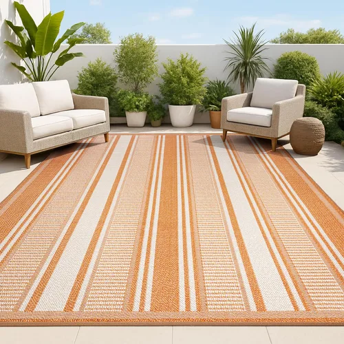 Vista 16 de JONATHAN Y Haynes - Alfombra moderna de doble raya para interiores y exteriores, 8 x 10 pies, color negro y crema, para patio trasero, porche, fácil