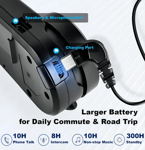 Vista 5 de Fodsports FX6 - Auriculares Bluetooth para motocicleta, intercomunicador Bluetooth para grupo de 6 motociclistas, sistemas de comunicación