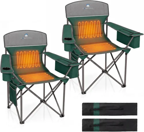 Vista 8 de Paquete de 2 sillas plegables para campamento: silla acolchada de gran tamaño para adultos, plegable para exteriores, campamento, pesca y jardín