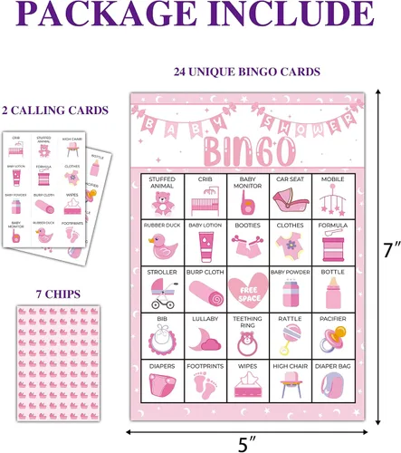 Vista 7 de Tarjetas de Bingo Rosas para Fiesta de Baby Shower, Juego de Bingo para Baby Shower, Juegos de Fiesta de Baby Shower para Adultos, Suministros