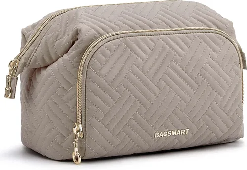 Vista 8 de BAGSMART Bolsa de Maquillaje, Esponjosa, Negro, Bolsa de maquillaje