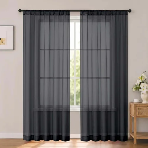 Vista 31 de OWENIE White Sheer Curtains 96 Inches Long 2 Panels for Living Room 52 Wide