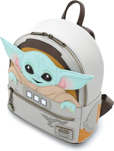 Vista 3 de Loungefly Star Wars Baby Yoda The Mandalorian - Bolso de hombro con doble correa para mujer, Multi