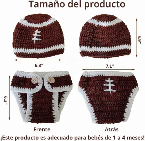 Vista 6 de Accesorios de fotografía para recién nacidos, disfraz hecho a mano de ganchillo