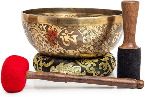 Vista 6 de Juego de cuencos tibetanos grandes de 9.5 pulgadas, grado curativo maestro para baño de sonido, chakras, 7 metal, meditación, yoga por Himalayan