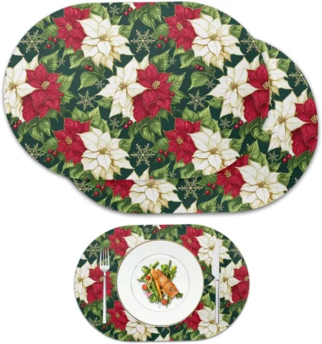 Vista 54 de Autumn Placemats Set of 2 Waterproof Wipeable 12X18 Inch Faux Leather Non Slip Heat Resistant Mats for Thanksgiving Dinner Outdoor Decor