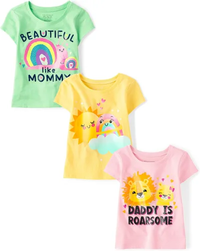 Vista 41 de The Children's Place Camisetas estampadas de manga corta para bebés y niñas pequeñas, con diseño de unicornios y mariposas, a la moda, paquete de 3