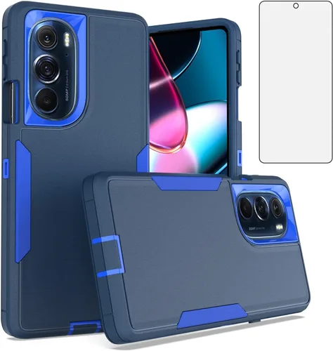 Vista 8 de Asuwish Funda protectora de pantalla de vidrio templado para Motorola Edge + Plus 2022/Edge X30/30 Pro y accesorios de celda híbridos resistentes