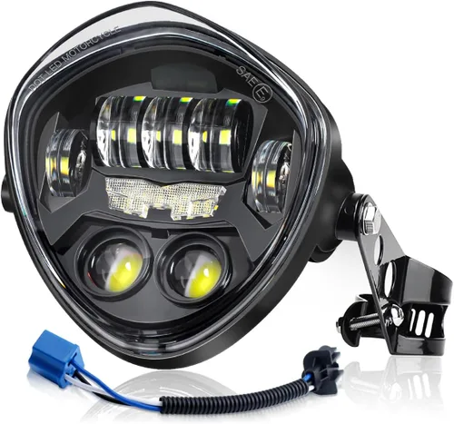 Vista 9 de LEDUR - Faro delantero LED redondo para motocicleta de 7 pulgadas, aprobado por DOT, con haz alto y bajo, con carcasa y cubeta, para Harley, Yamaha