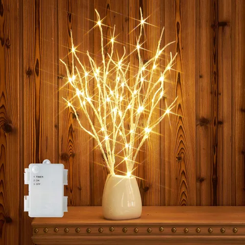 Vista 9 de Hairui Ramas de Abedul Iluminadas a Batería 70L 18 Pulgadas Blanco Cálido y Multicolor Luces de Hadas 8 Funciones para Decoración de Halloween Hogar