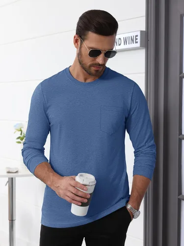 Vista 2 de TACVASEN Men's Cotton Casual Long Sleeve Shirt with Chest Pocket Classic Crew Neck Tees