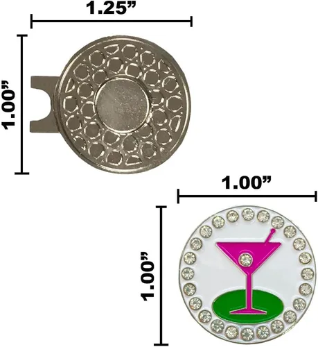 Vista 4 de Giggle Golf Happy Hour Bling Golf Ball Marker with Hat Clip.