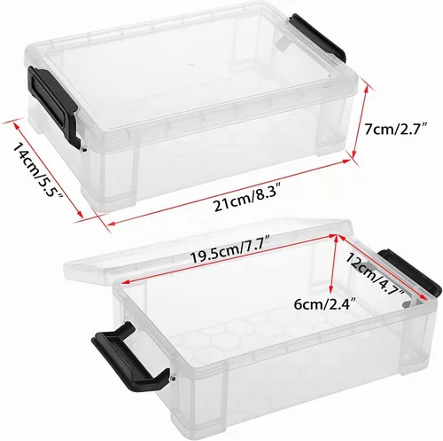 Vista 4 de BTSKY Paquete de 4 cajas de lápices de plástico extra grandes, apilables, translúcidas transparentes, juego de cajas de crayón, organizador de Negro