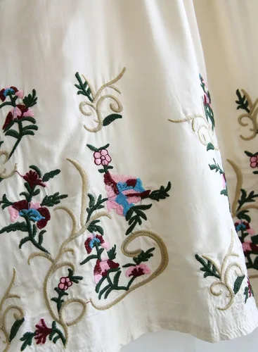Vista 2 de Futurino - Mini vestido con bordado bohemio túnica floral holgada para mujer