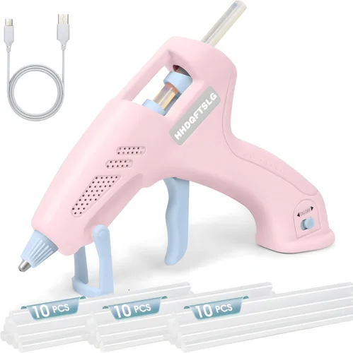 Vista 11 de Kit de pistola de pegamento caliente inalámbrica de 20 W con cargador tipo C, mini pistola de pegamento y palos con 30 barras de pegamento