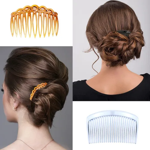 Vista 2 de Juego de 18 peines para el cabello torcido para niñas y mujeres, pinzas de plástico para el cabello con 9/11/25 dientes para múltiples peinados