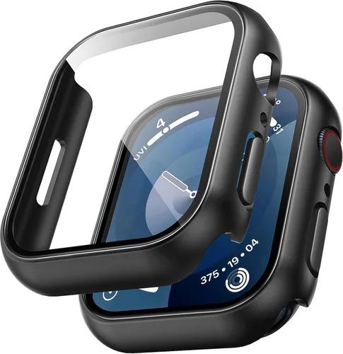 Vista 19 de TAURI - Juego de 2 carcasas rígidas para Apple Watch Series 10 (2024) 46mm, con protector de pantalla de cristal templado PC