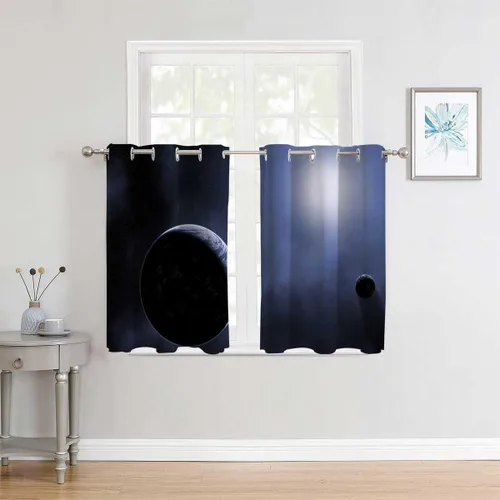 Vista 2 de Modern Curtains Universe Planet Doorway Curtain Rod Cortinas para Separar Cuartos 72Inch Width by 72Inch Length,2 Panels