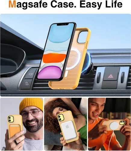 Vista 3 de Meifigno Funda magnética para iPhone 11, [protección de grado militar y compatible con Magsafe], policarbonato mate translúcido con teclas de Llave