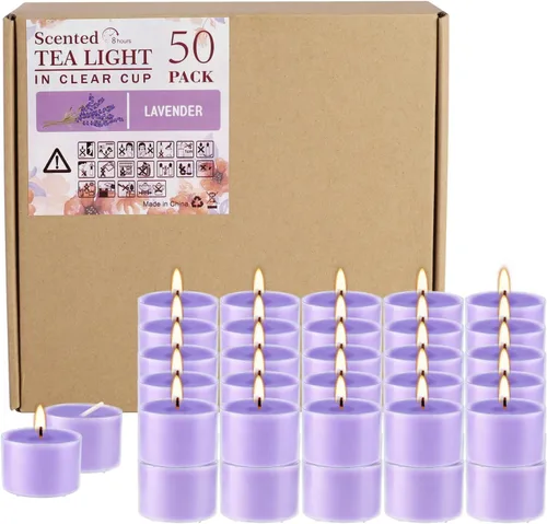 Vista 12 de Velas aromáticas de rosa rosa, paquete de 100 velas votivas gigantes a granel, juego de velas de té sin humo para el día de San Valentín