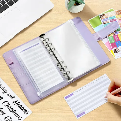 Vista 7 de Sooez Carpeta para Presupuesto con Desafío de Ahorro de Dinero, Carpeta para Ahorrar Dinero con Sobres de Efectivo, Hojas de Gastos, Seguimiento