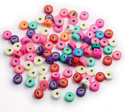 Vista 37 de 100 piezas de cuentas de arcilla polimérica Heishi espaciadoras mixtas, suministros para hacer pulseras, pendientes, collares de bricolaje, Bandera