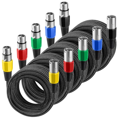 Vista 9 de Cable XLR de 3 pies/2 unidades, cable de micrófono Nylong trenzado equilibrado XLR macho a hembra, cables de conexión de micrófono de alta