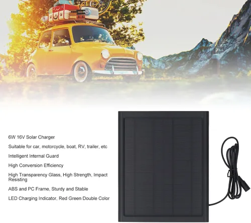 Vista 2 de MAVIS LAVEN Cargador de batería solar de 6 W, cargador de panel solar, mantenedor de batería solar con carga rápida inteligente, tasa de conversión