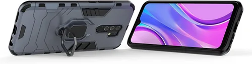Vista 2 de LuluMain Compatible con funda Xiaomi Mi Redmi 9, soporte de anillo de metal, a prueba de golpes, parachoques duro