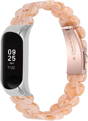 Vista 10 de Mi Band 7 - Correa de resina Barcelet, correa de repuesto de 5.7 a 8.0 pulgadas, pulsera de resina ligera, doble botón, cierre plegable, compatible