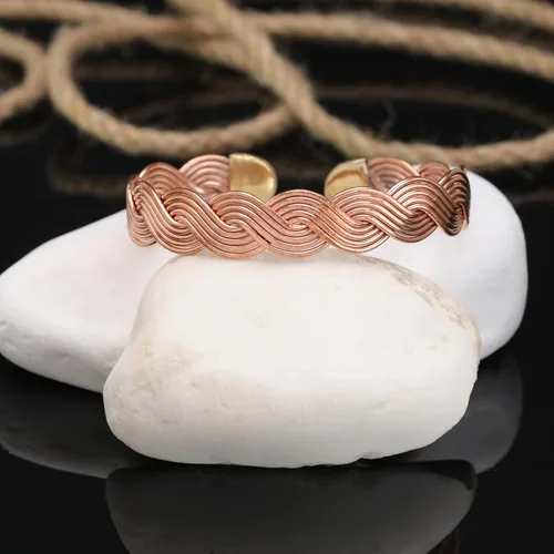 Vista 32 de Handmade Elegant Copper Bracelet for Women - Pure Copper Bracelet for Pain Relief and Stress Relief - Adjustable Entwisted Copper Bracelet to Fit