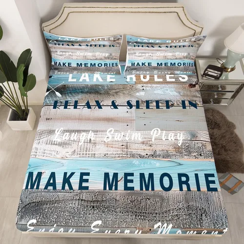 Vista 36 de Erosebridal Fishing Fitted Sheet Twin for Boys, Big Pike Fish Black Bed Sheets for Rustic Farmhouse Lake House Decor, Fishing Bedding Set Marine