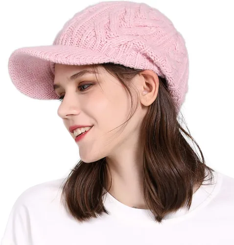 Vista 24 de Comhats - Gorro de 50/100 % lana, con visera, tejido, para el invierno y el clima frío