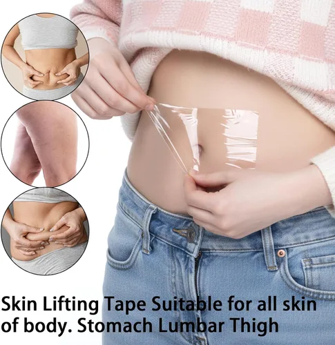 Vista 6 de 30Pcs Tummy Tuck Tape Thigh Lift Tape for Loose Skin Apron Belly Flat Stomach Belly Tapes Clear No-Pinch Adhesive Strips Sweatproof and All-Day Wear
