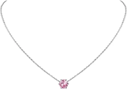 Vista 11 de Suplight 925 Sterling Silver Heart/Round Birthstone Necklaces for Women 01. Enero (Garnet)