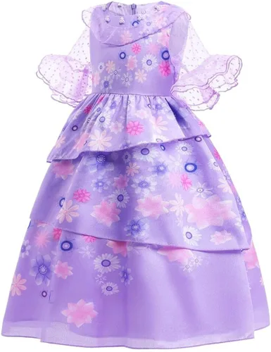 Vista 2 de QooGoo Vestido de princesa para niñas, con luz LED, vestidos elegantes