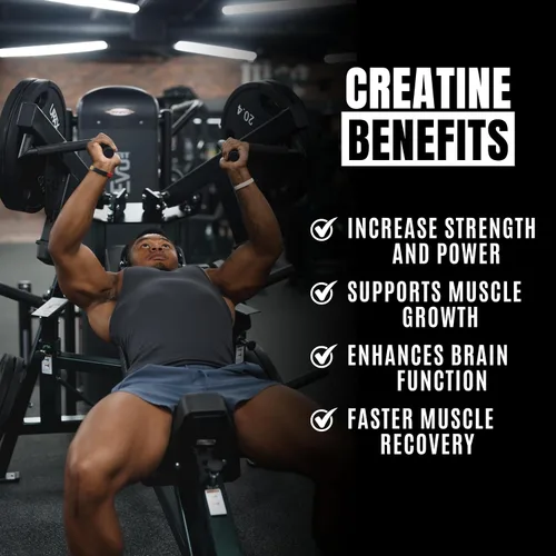 Vista 6 de Ekkovision Polvo de Monohidrato de Creatina Micronizado, Cereza Negra, Suplemento Pre Entrenamiento y Post Entrenamiento para Hombres y Mujeres