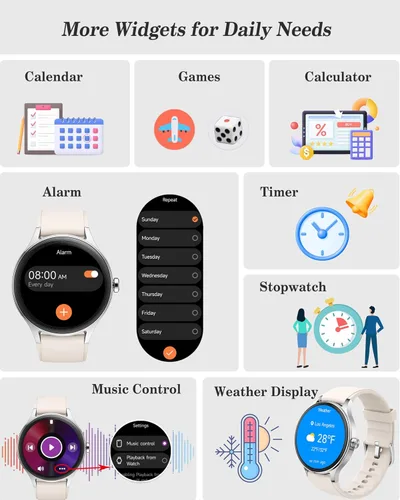 Vista 7 de Reloj inteligente para mujeres, mujeres y hombres, reloj de fitness de 1.27 pulgadas [caja de 1.614 in] con recepción de llamadas/marcación, monitor