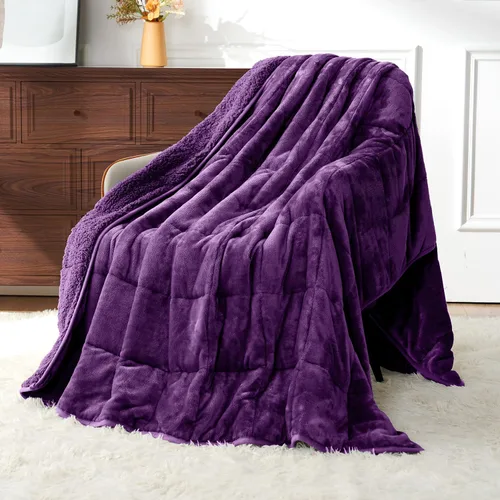 Vista 14 de Uttermara Mantas con peso para adultos, tamaño matrimonial, manta de 12 libras, 48 x 72 pulgadas con forro polar sherpa de felpa suave y cálida