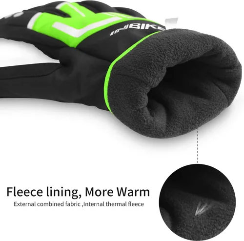 Vista 3 de INBIKE Guantes de ciclismo para hombre de invierno resistentes al viento, almohadillas térmicas reflectantes de gel pantalla táctil