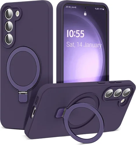 Vista 17 de SKYLMW - Funda para Samsung Galaxy S23 con soporte, 6.1 pulgadas, color negro Soporte de anillo magnético, compatible con Mag-Safe, funda